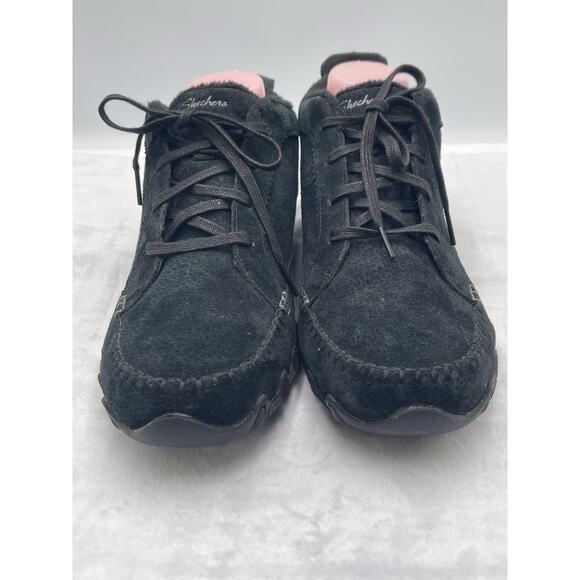 Skechers Totem Pole Black Suede Chukka‎ Boot Moc Toe Shoe Women's Size 11 - Picture 1 of 9